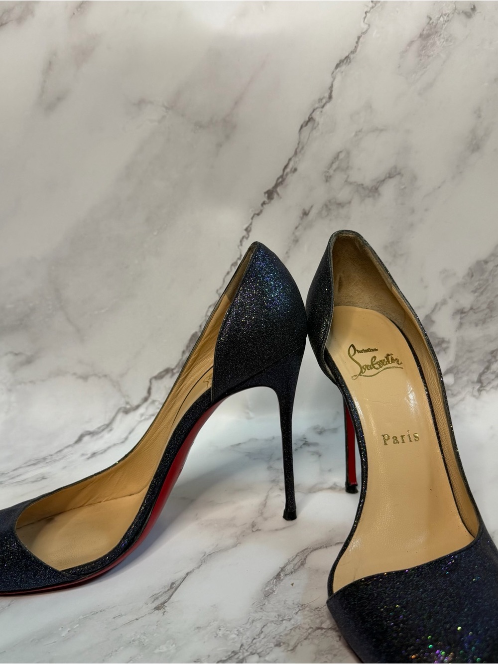Christian Louboutin 38 glitter d’orsay pumps